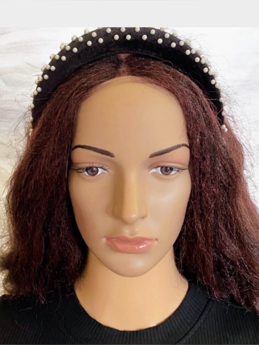 Lele Sadoughi black velvet pearl headband
